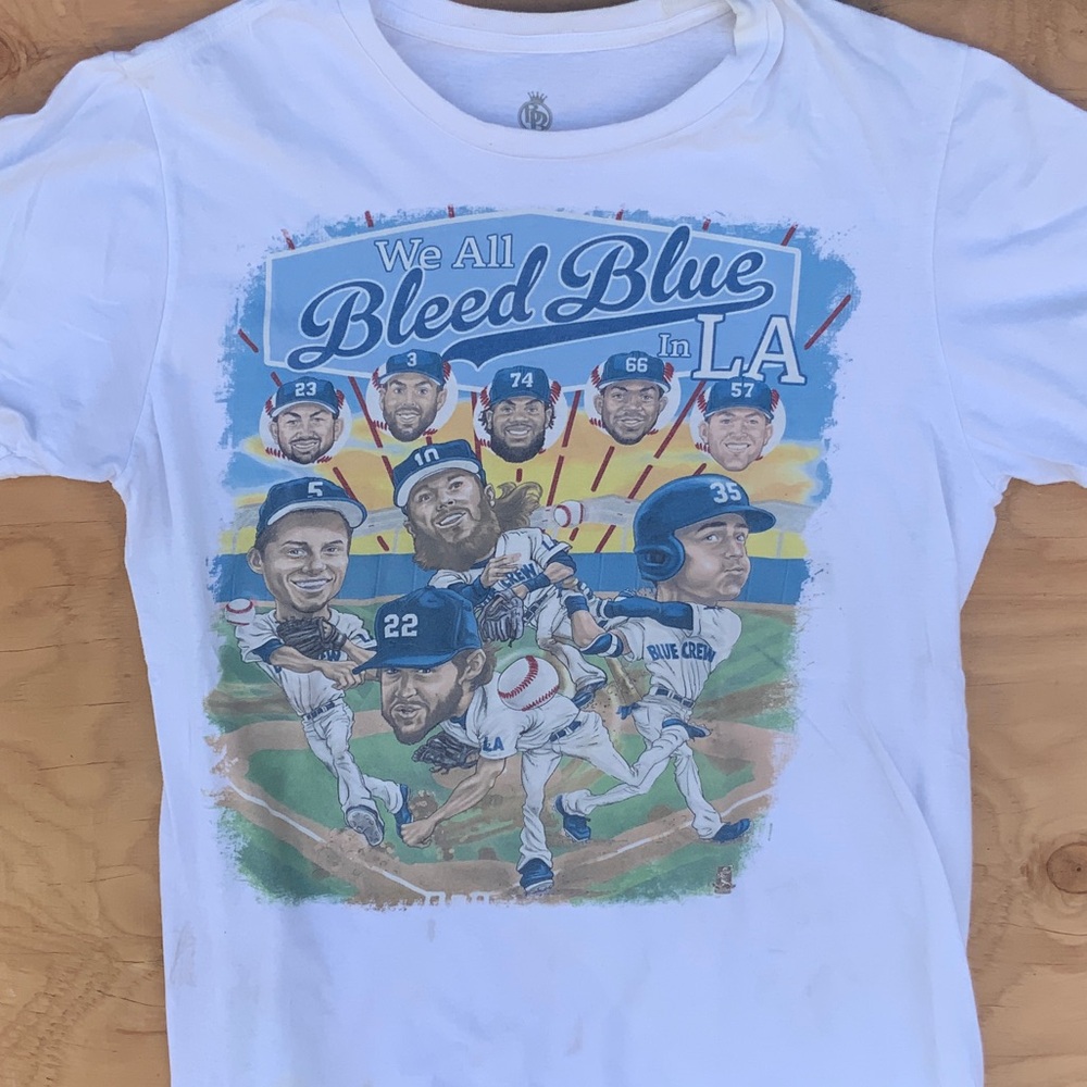 White 'We All Bleed Blue in LA' Graphic T-Shirt